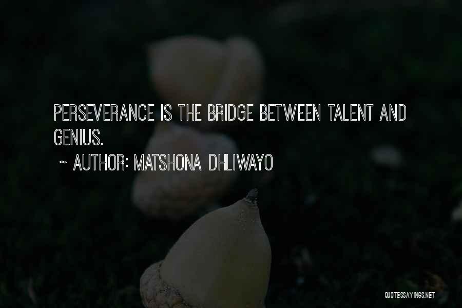 Matshona Dhliwayo Quotes: Perseverance Is The Bridge Between Talent And Genius.