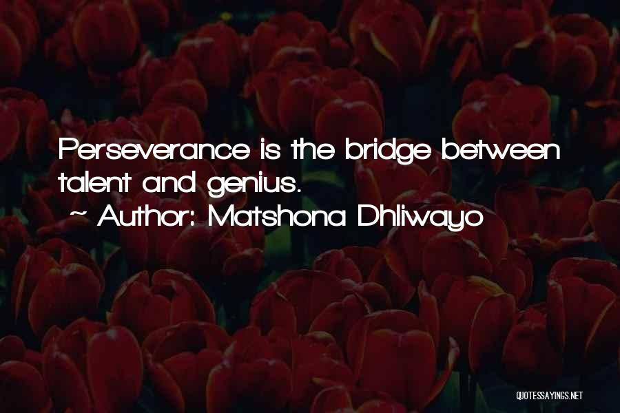 Matshona Dhliwayo Quotes: Perseverance Is The Bridge Between Talent And Genius.