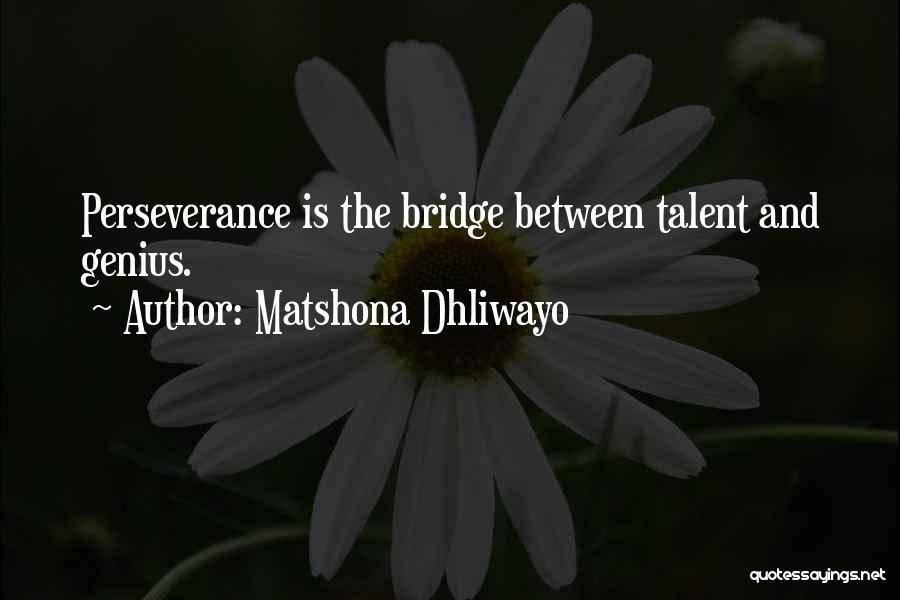 Matshona Dhliwayo Quotes: Perseverance Is The Bridge Between Talent And Genius.