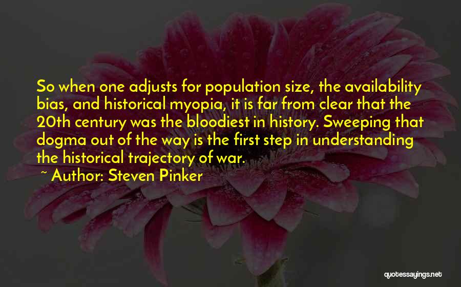 Steven Pinker Quotes: So When One Adjusts For Population Size, The Availability Bias, And Historical Myopia, It Is Far From Clear That The