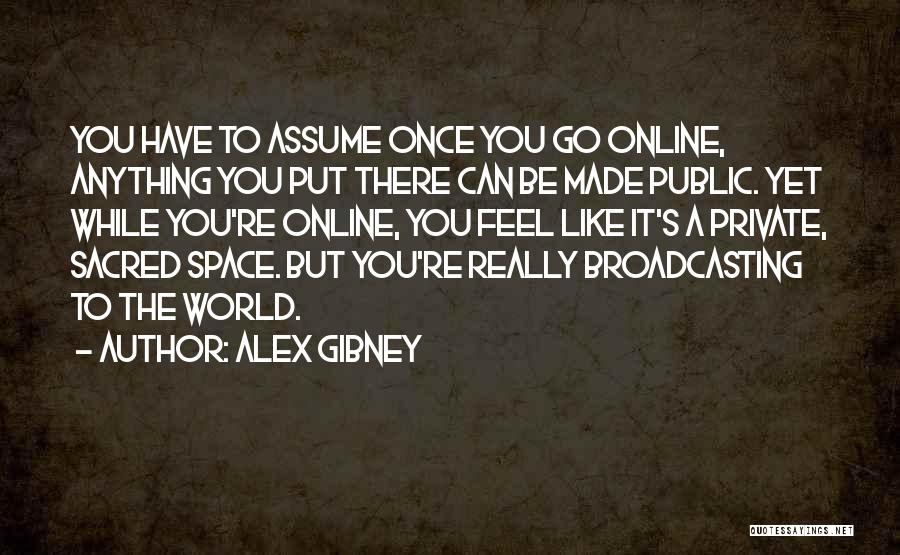 Alex Gibney Quotes: You Have To Assume Once You Go Online, Anything You Put There Can Be Made Public. Yet While You're Online,