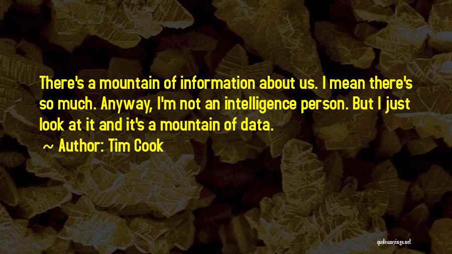 Tim Cook Quotes: There's A Mountain Of Information About Us. I Mean There's So Much. Anyway, I'm Not An Intelligence Person. But I