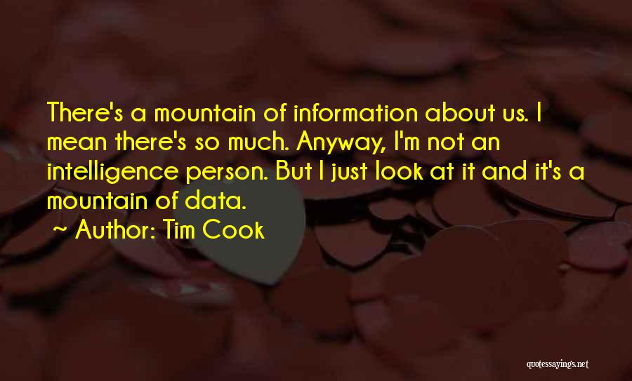 Tim Cook Quotes: There's A Mountain Of Information About Us. I Mean There's So Much. Anyway, I'm Not An Intelligence Person. But I