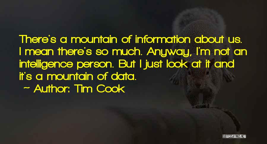 Tim Cook Quotes: There's A Mountain Of Information About Us. I Mean There's So Much. Anyway, I'm Not An Intelligence Person. But I