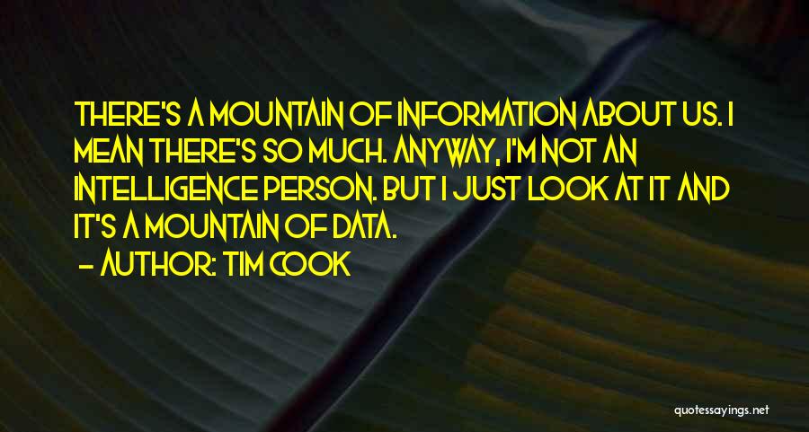 Tim Cook Quotes: There's A Mountain Of Information About Us. I Mean There's So Much. Anyway, I'm Not An Intelligence Person. But I