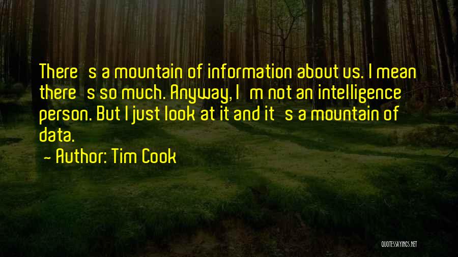 Tim Cook Quotes: There's A Mountain Of Information About Us. I Mean There's So Much. Anyway, I'm Not An Intelligence Person. But I