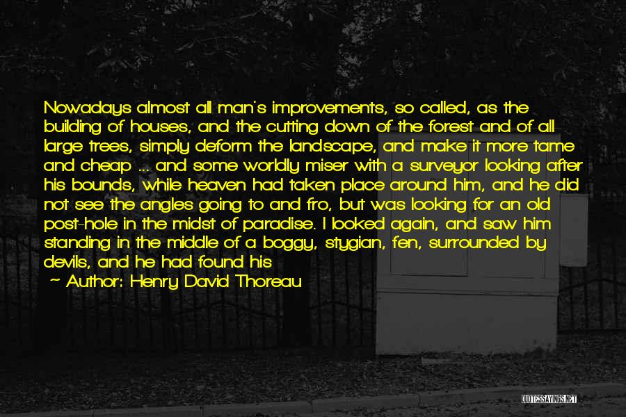 Henry David Thoreau Quotes: Nowadays Almost All Man's Improvements, So Called, As The Building Of Houses, And The Cutting Down Of The Forest And