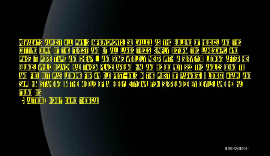 Henry David Thoreau Quotes: Nowadays Almost All Man's Improvements, So Called, As The Building Of Houses, And The Cutting Down Of The Forest And