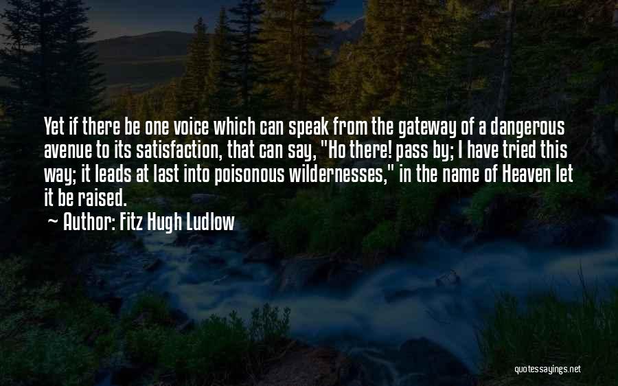Fitz Hugh Ludlow Quotes: Yet If There Be One Voice Which Can Speak From The Gateway Of A Dangerous Avenue To Its Satisfaction, That