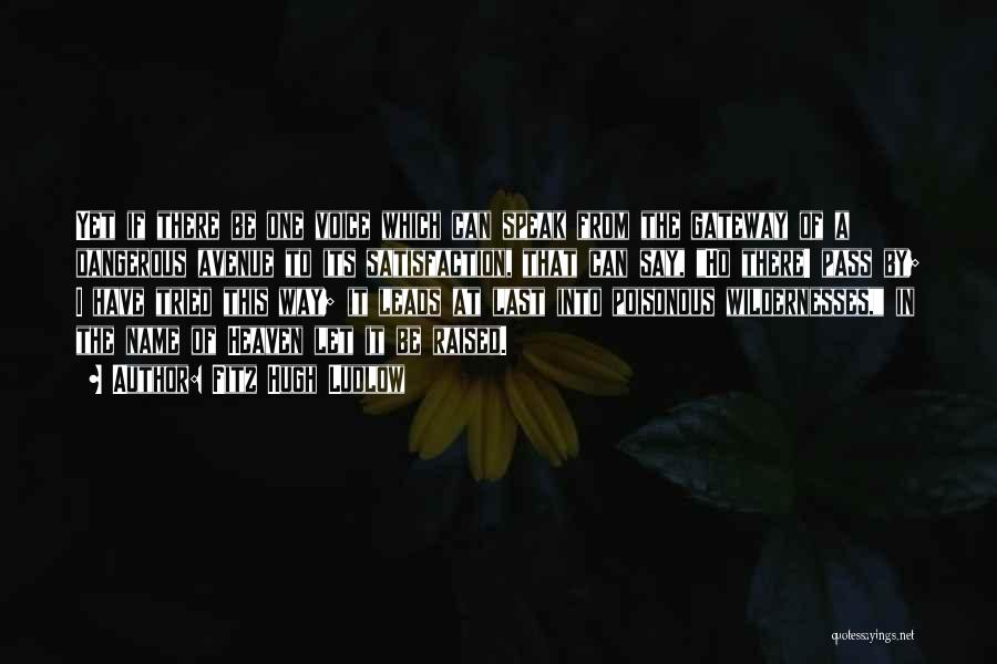 Fitz Hugh Ludlow Quotes: Yet If There Be One Voice Which Can Speak From The Gateway Of A Dangerous Avenue To Its Satisfaction, That
