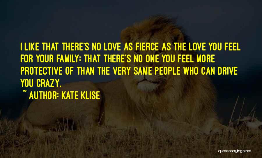 Kate Klise Quotes: I Like That There's No Love As Fierce As The Love You Feel For Your Family; That There's No One