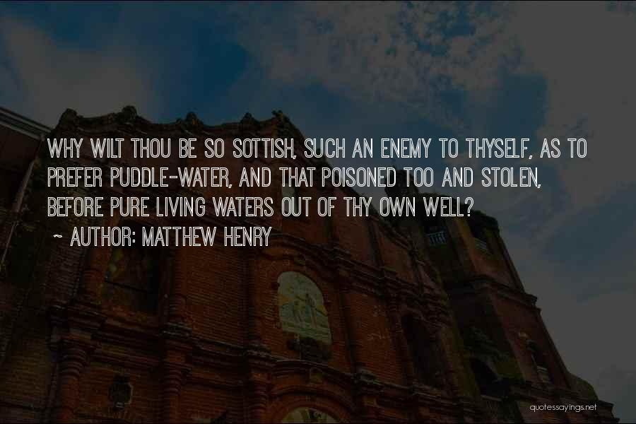 Matthew Henry Quotes: Why Wilt Thou Be So Sottish, Such An Enemy To Thyself, As To Prefer Puddle-water, And That Poisoned Too And