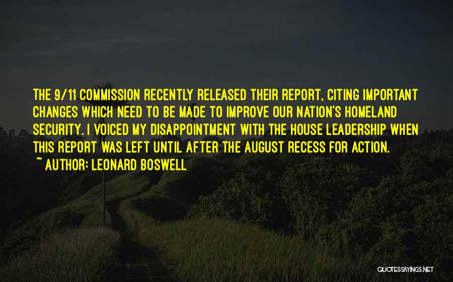 9/11 Commission Quotes By Leonard Boswell