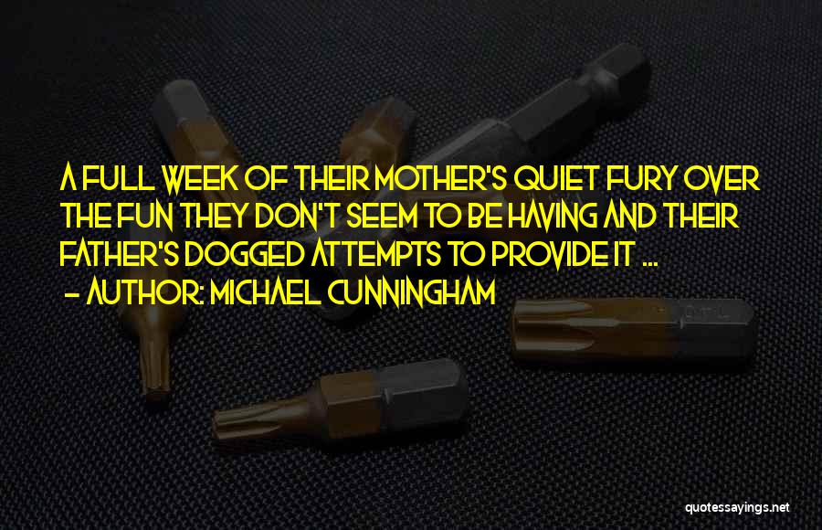 Michael Cunningham Quotes: A Full Week Of Their Mother's Quiet Fury Over The Fun They Don't Seem To Be Having And Their Father's