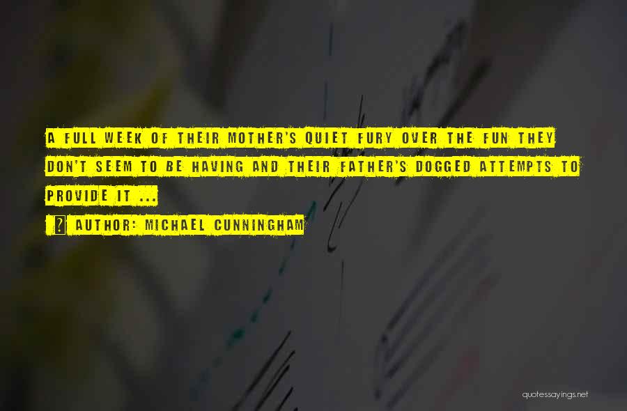 Michael Cunningham Quotes: A Full Week Of Their Mother's Quiet Fury Over The Fun They Don't Seem To Be Having And Their Father's