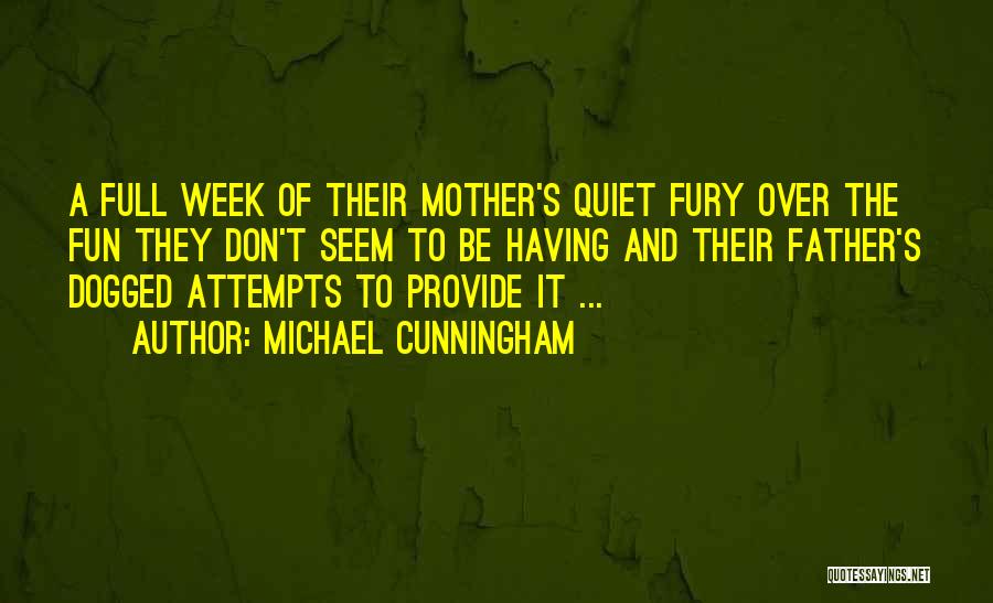 Michael Cunningham Quotes: A Full Week Of Their Mother's Quiet Fury Over The Fun They Don't Seem To Be Having And Their Father's