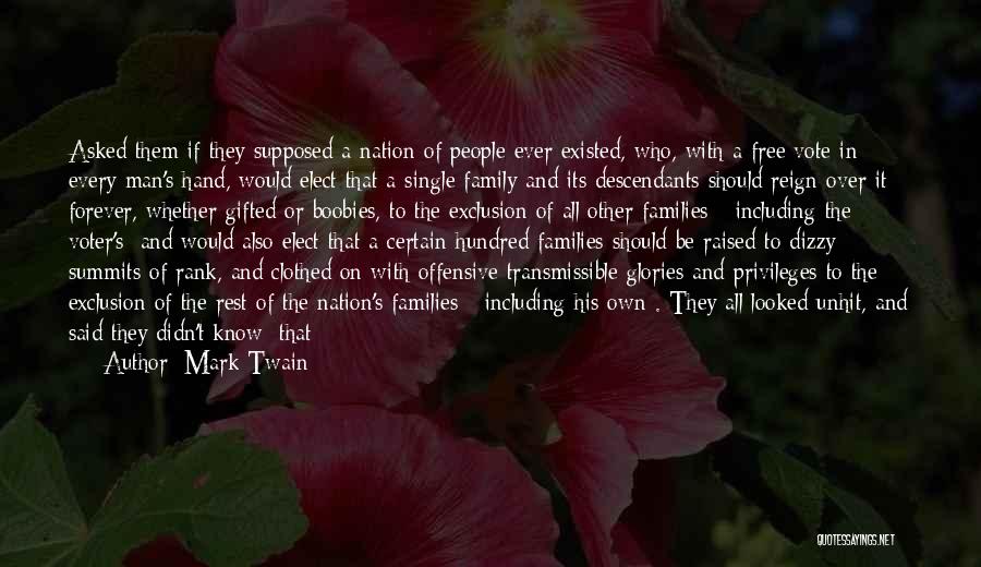 Mark Twain Quotes: Asked Them If They Supposed A Nation Of People Ever Existed, Who, With A Free Vote In Every Man's Hand,