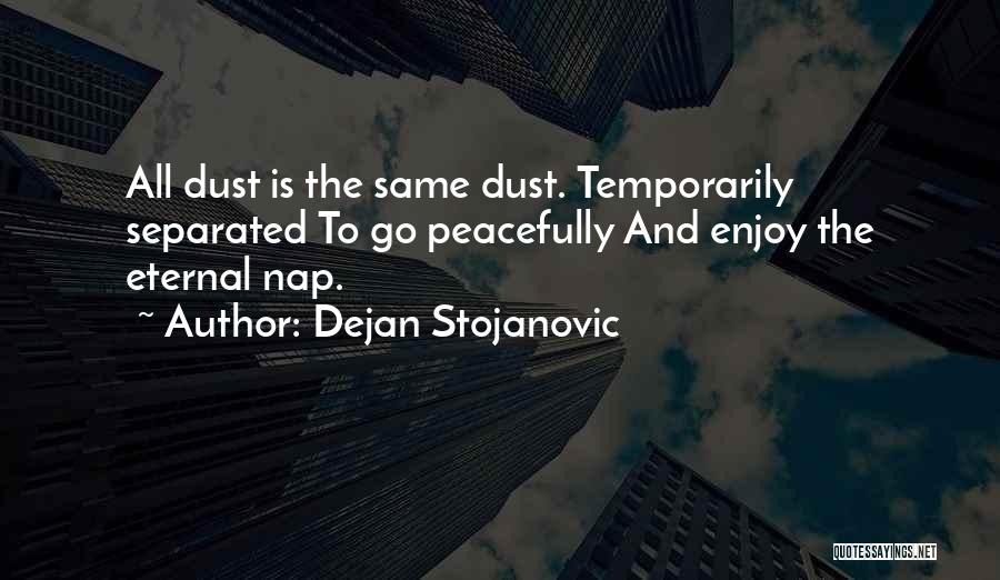 Dejan Stojanovic Quotes: All Dust Is The Same Dust. Temporarily Separated To Go Peacefully And Enjoy The Eternal Nap.