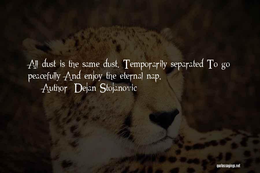 Dejan Stojanovic Quotes: All Dust Is The Same Dust. Temporarily Separated To Go Peacefully And Enjoy The Eternal Nap.