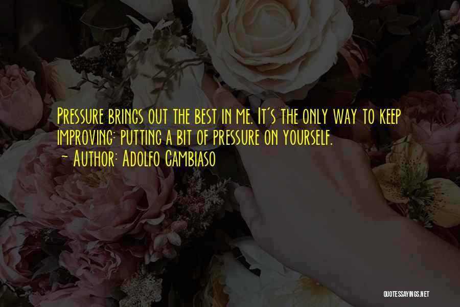 Adolfo Cambiaso Quotes: Pressure Brings Out The Best In Me. It's The Only Way To Keep Improving: Putting A Bit Of Pressure On