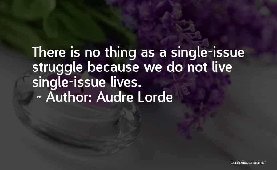Audre Lorde Quotes: There Is No Thing As A Single-issue Struggle Because We Do Not Live Single-issue Lives.