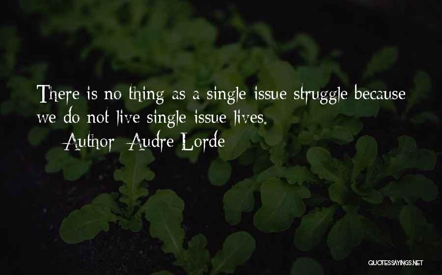 Audre Lorde Quotes: There Is No Thing As A Single-issue Struggle Because We Do Not Live Single-issue Lives.
