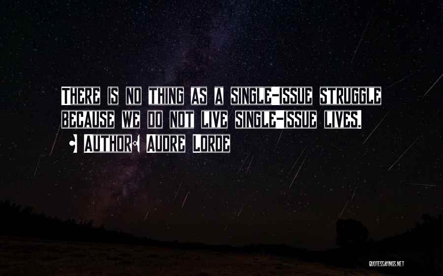 Audre Lorde Quotes: There Is No Thing As A Single-issue Struggle Because We Do Not Live Single-issue Lives.