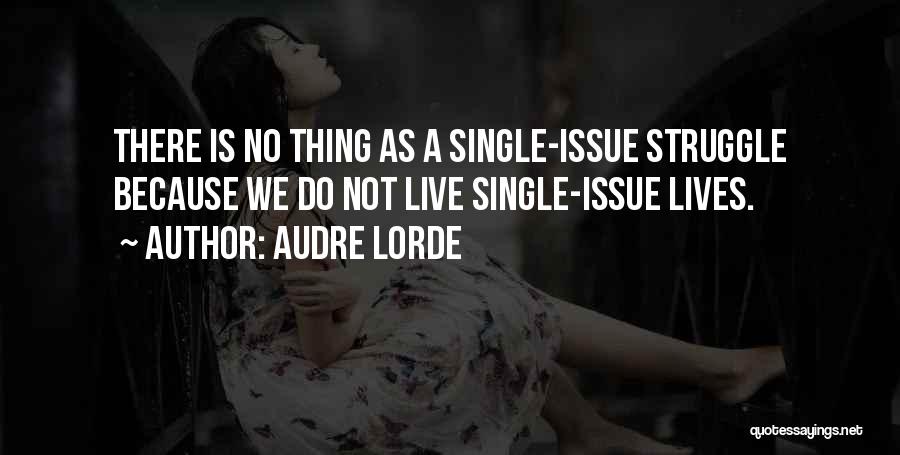 Audre Lorde Quotes: There Is No Thing As A Single-issue Struggle Because We Do Not Live Single-issue Lives.