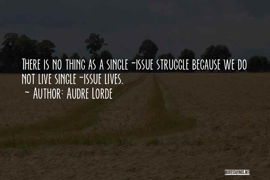 Audre Lorde Quotes: There Is No Thing As A Single-issue Struggle Because We Do Not Live Single-issue Lives.