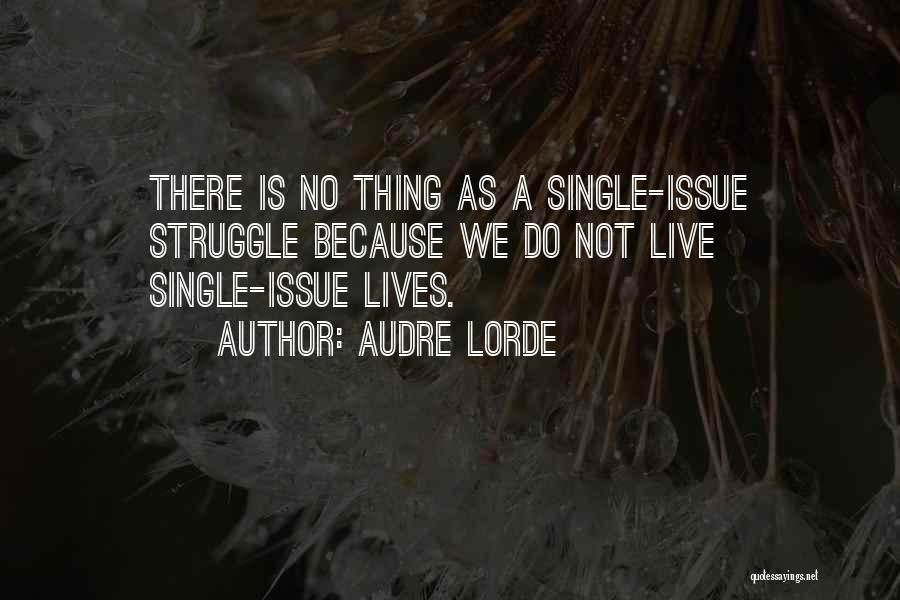 Audre Lorde Quotes: There Is No Thing As A Single-issue Struggle Because We Do Not Live Single-issue Lives.