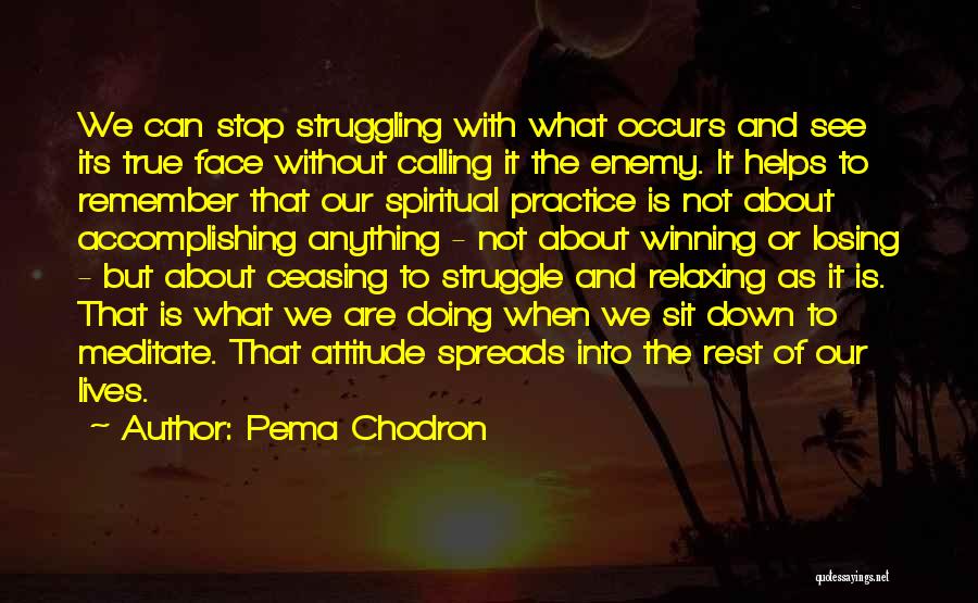Pema Chodron Quotes: We Can Stop Struggling With What Occurs And See Its True Face Without Calling It The Enemy. It Helps To