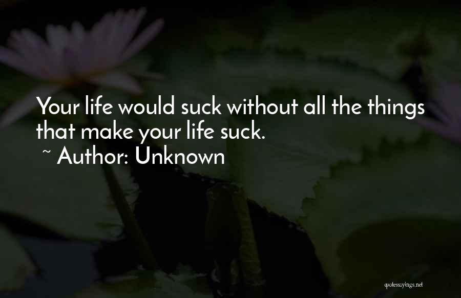 Unknown Quotes: Your Life Would Suck Without All The Things That Make Your Life Suck.