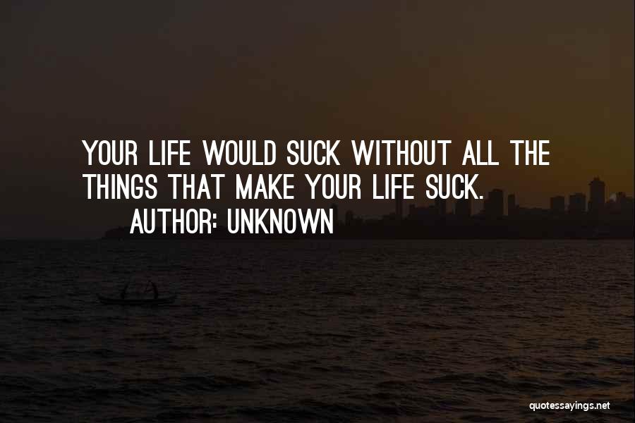 Unknown Quotes: Your Life Would Suck Without All The Things That Make Your Life Suck.