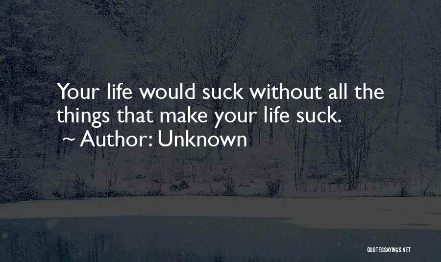 Unknown Quotes: Your Life Would Suck Without All The Things That Make Your Life Suck.