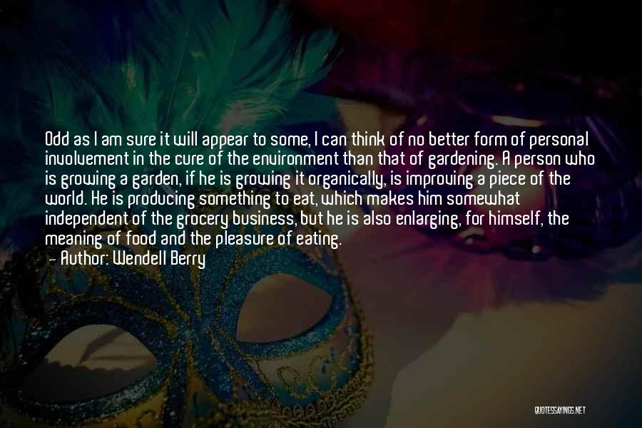 Wendell Berry Quotes: Odd As I Am Sure It Will Appear To Some, I Can Think Of No Better Form Of Personal Involvement