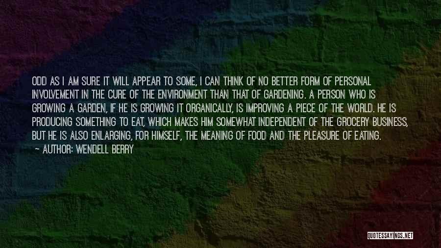 Wendell Berry Quotes: Odd As I Am Sure It Will Appear To Some, I Can Think Of No Better Form Of Personal Involvement