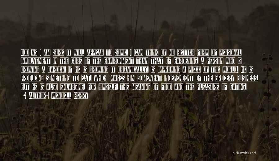 Wendell Berry Quotes: Odd As I Am Sure It Will Appear To Some, I Can Think Of No Better Form Of Personal Involvement