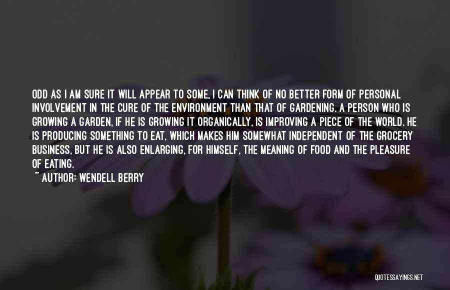 Wendell Berry Quotes: Odd As I Am Sure It Will Appear To Some, I Can Think Of No Better Form Of Personal Involvement