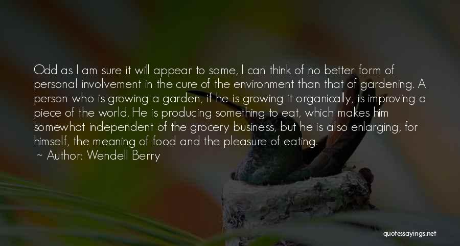 Wendell Berry Quotes: Odd As I Am Sure It Will Appear To Some, I Can Think Of No Better Form Of Personal Involvement