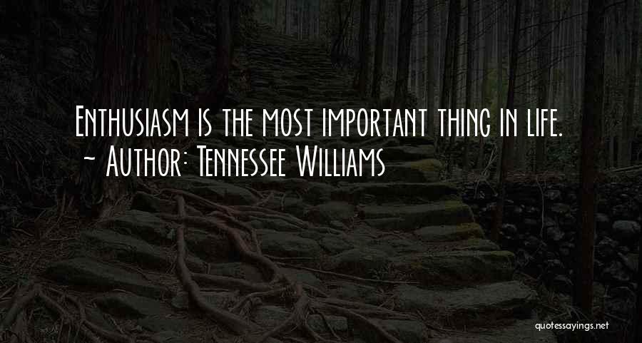 Tennessee Williams Quotes: Enthusiasm Is The Most Important Thing In Life.