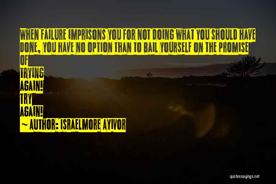 Israelmore Ayivor Quotes: When Failure Imprisons You For Not Doing What You Should Have Done, You Have No Option Than To Bail Yourself