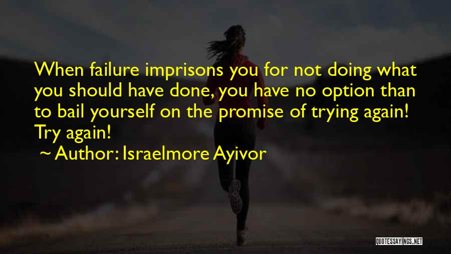 Israelmore Ayivor Quotes: When Failure Imprisons You For Not Doing What You Should Have Done, You Have No Option Than To Bail Yourself