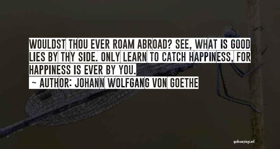 Johann Wolfgang Von Goethe Quotes: Wouldst Thou Ever Roam Abroad? See, What Is Good Lies By Thy Side. Only Learn To Catch Happiness, For Happiness