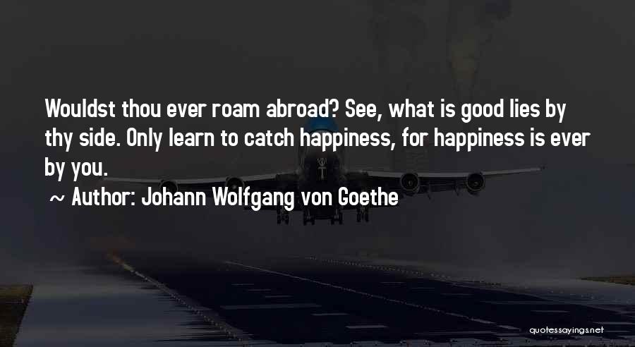 Johann Wolfgang Von Goethe Quotes: Wouldst Thou Ever Roam Abroad? See, What Is Good Lies By Thy Side. Only Learn To Catch Happiness, For Happiness