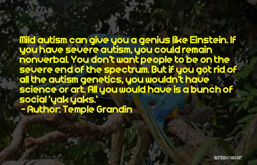 Temple Grandin Quotes: Mild Autism Can Give You A Genius Like Einstein. If You Have Severe Autism, You Could Remain Nonverbal. You Don't