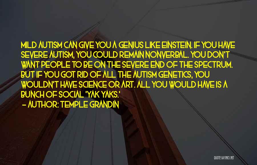 Temple Grandin Quotes: Mild Autism Can Give You A Genius Like Einstein. If You Have Severe Autism, You Could Remain Nonverbal. You Don't