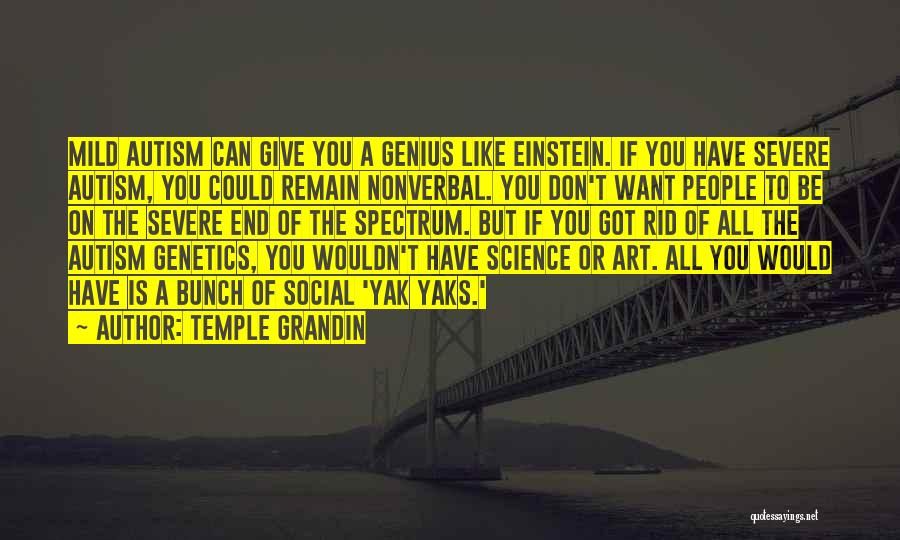 Temple Grandin Quotes: Mild Autism Can Give You A Genius Like Einstein. If You Have Severe Autism, You Could Remain Nonverbal. You Don't