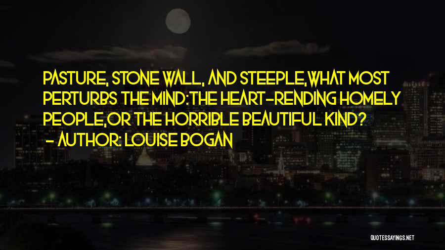 Louise Bogan Quotes: Pasture, Stone Wall, And Steeple,what Most Perturbs The Mind:the Heart-rending Homely People,or The Horrible Beautiful Kind?