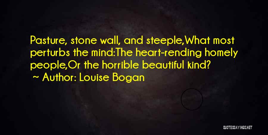 Louise Bogan Quotes: Pasture, Stone Wall, And Steeple,what Most Perturbs The Mind:the Heart-rending Homely People,or The Horrible Beautiful Kind?