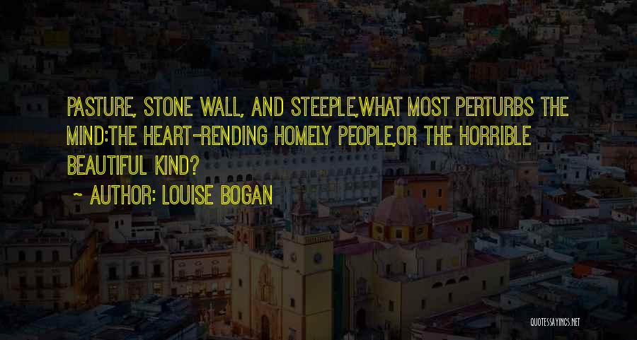 Louise Bogan Quotes: Pasture, Stone Wall, And Steeple,what Most Perturbs The Mind:the Heart-rending Homely People,or The Horrible Beautiful Kind?